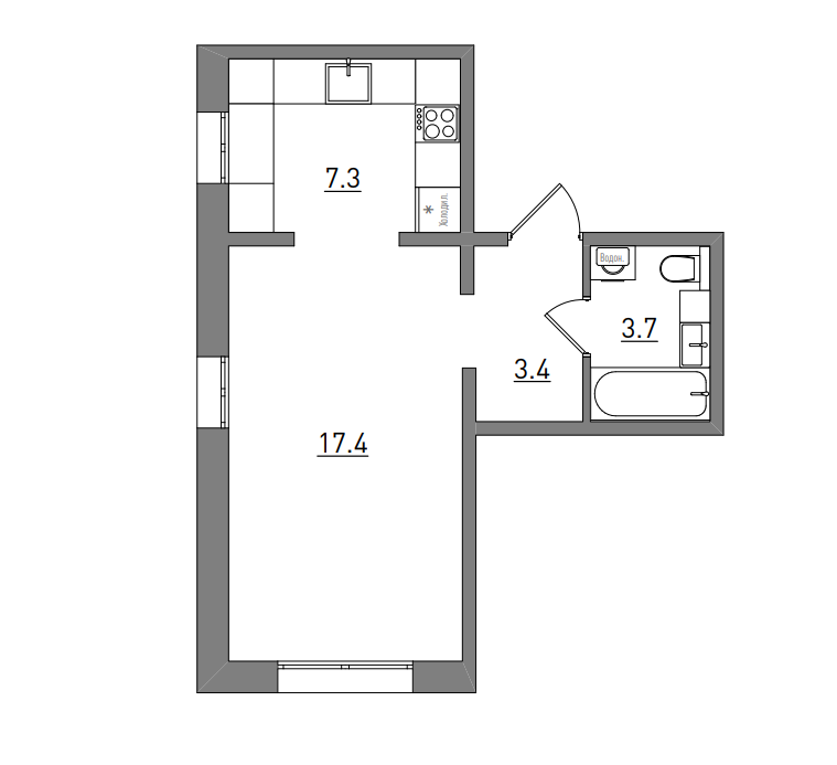 планировка квартиры 32 м2
